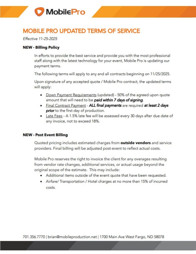 terms of service 2025 new